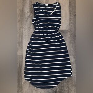 Girls Navy and White Striped Dress
